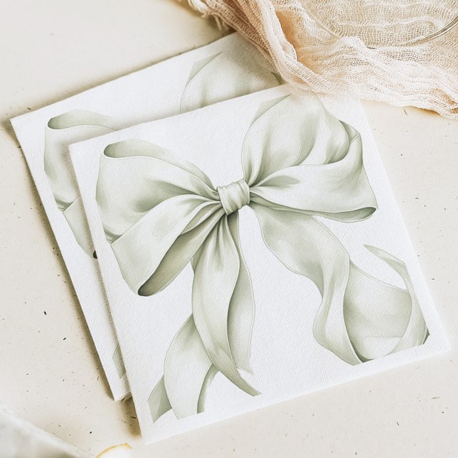Guardanapo De Papel Chá de Bebê com Laço Verde Sage (Criador carregado)