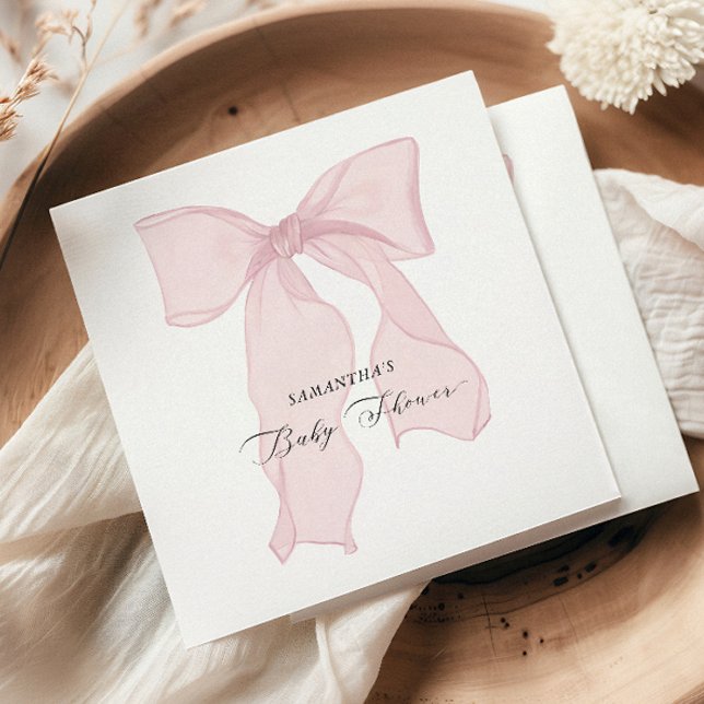 Guardanapo De Papel Chá de Bebê Coquette com Laço Rosa (Criador carregado)