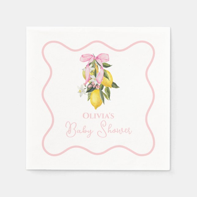 Guardanapo De Papel Chá de Bebê Coquette Rosa com Limão (Frente)
