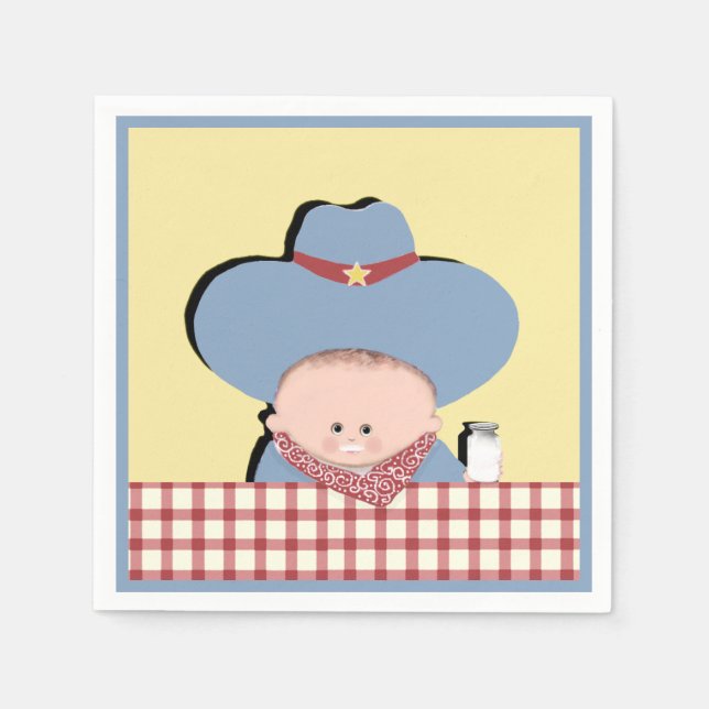 Guardanapo De Papel Chá de Bebê Cowboy (Frente)