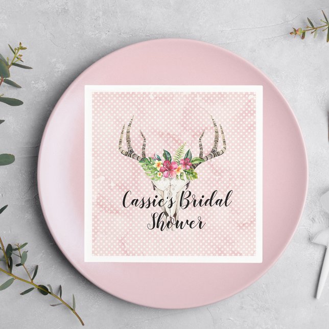 Guardanapo De Papel Chá de Bebê da Ilha Boho Caveira Noiva  (Criador carregado)