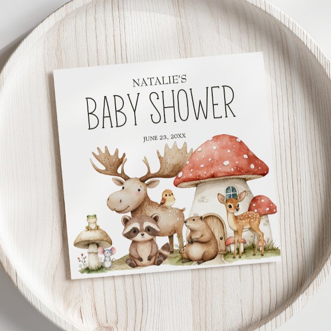 Guardanapo De Papel Chá de Bebê de Animais da Floresta Boho (Criador carregado)