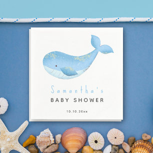 Guardanapo De Papel Chá de bebê de baleia em aquarela