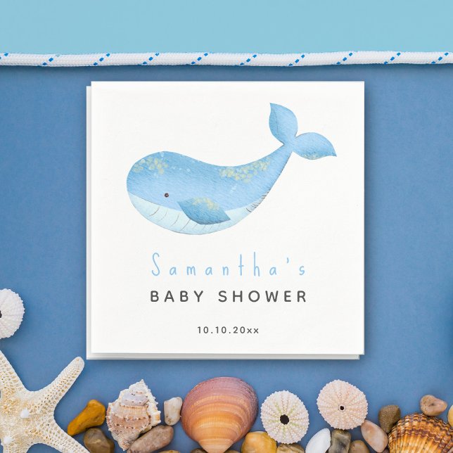 Guardanapo De Papel Chá de bebê de baleia em aquarela (Criador carregado)