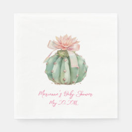 Guardanapo De Papel Chá De Bebê De Fita Rosa Cactus