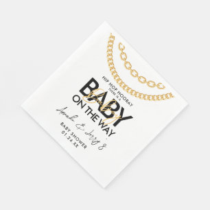 Guardanapo De Papel Chá de Bebê de Hip Hop Preto e Dourado