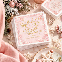 Chá de Bebê de Inverno Floco de Neve Rosa Dourado