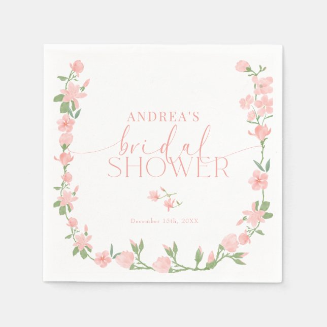 Guardanapo De Papel Chá de Bebê de Jardim Floral de Pêssego Elegante (Frente)