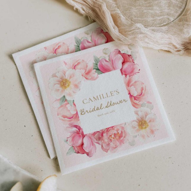 Guardanapo De Papel Chá de Bebê de Jardim Floral Rosa (Chic Pink Floral Bridal Shower Paper Napkins
)