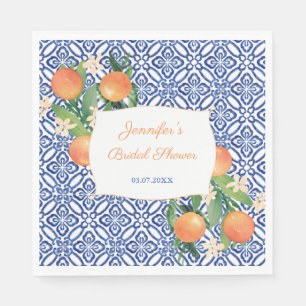 Guardanapo De Papel Chá de Bebê de Laranjas Doces Azulejos Azuis Itali