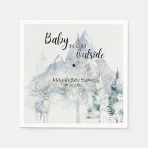Guardanapo De Papel Chá de Bebê de Natal Baby É Frio Lá Fora Evergreen