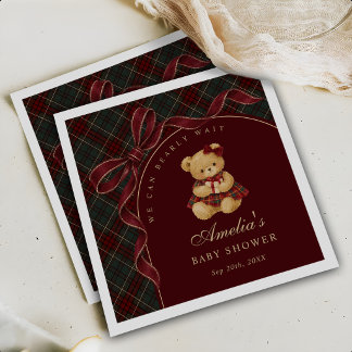 Guardanapo De Papel Chá de Bebê de Natal do Ursinho com Laço Vintage