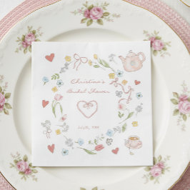 Guardanapo De Papel Chá de Bebê de Noiva Caprichoso Desenhado à Mão