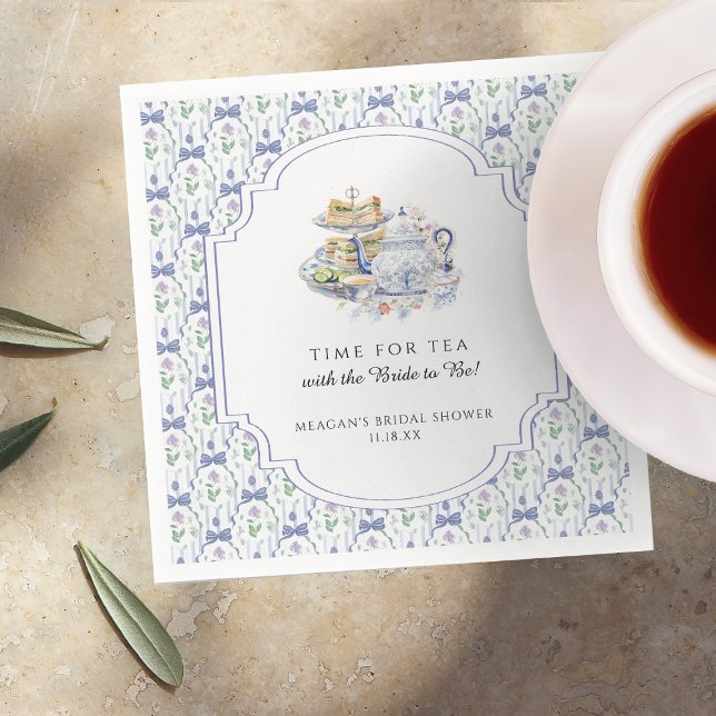 Guardanapo De Papel Chá de Bebê de Noiva Coquete Floral Azul (Criador carregado)