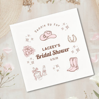 Guardanapo De Papel Chá de Bebê de Noiva Desenhado à Mão de Cowgirl We