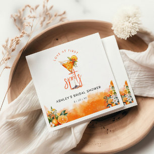 Guardanapo De Papel Chá de Bebê de Noiva Flores Laranja Aquarela Sprit