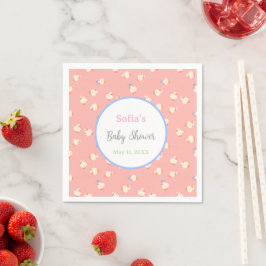 Guardanapo De Papel Chá de Bebê de Patos Fofos Ilustrados à Mão Rosa
