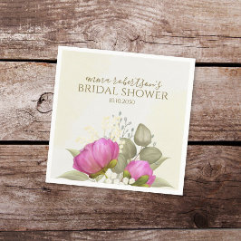 Guardanapo De Papel Chá de Bebê de Peônia com Aquarela Floral Verde