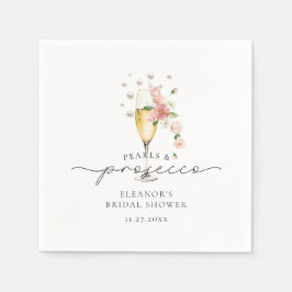 Guardanapo De Papel Chá de Bebê de Pérolas e Prosecco Florais Rosa