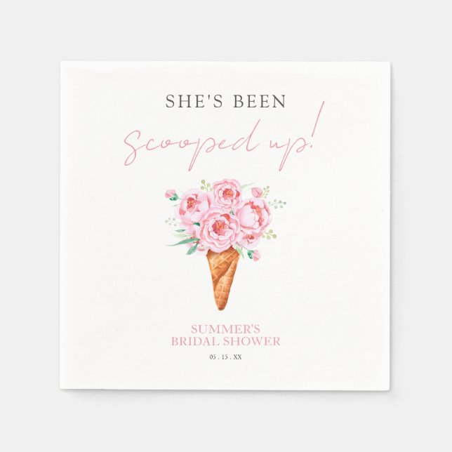 Guardanapo De Papel Chá de Bebê de Sorvete Aguarela Rosa (Frente)