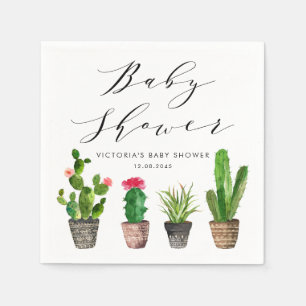 Guardanapo De Papel Chá de Bebê de Suculentas e Cactus em Vasos Boho