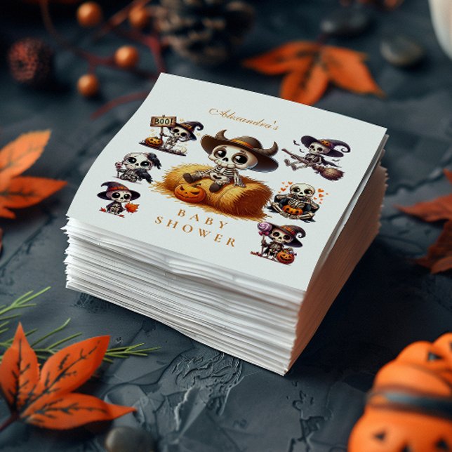 Guardanapo De Papel Chá de Bebê do Esqueleto de Halloween Rústico (Criador carregado)