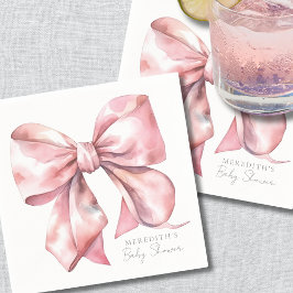 Guardanapo De Papel Chá de Bebê do Laço Rosa Elegante