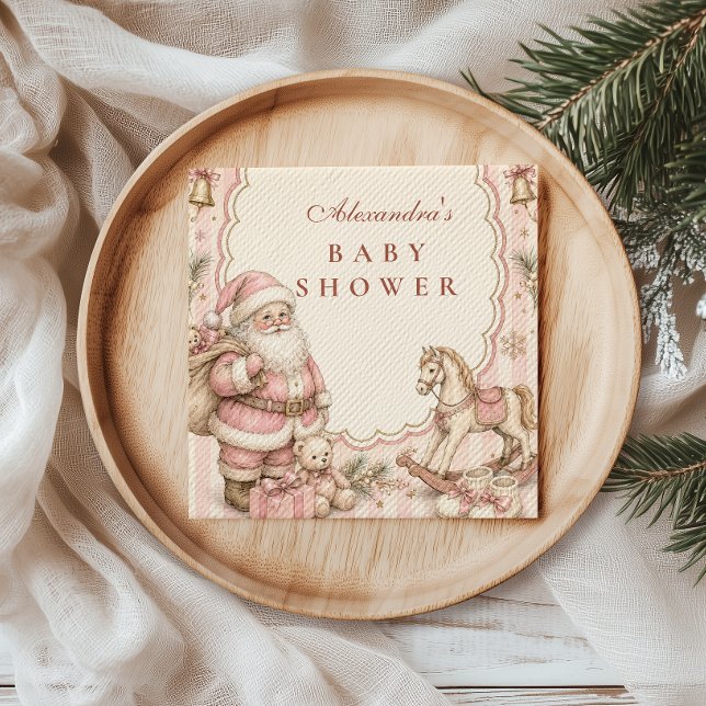 Guardanapo De Papel Chá de Bebê do Papai Noel Rosa Natal (Criador carregado)