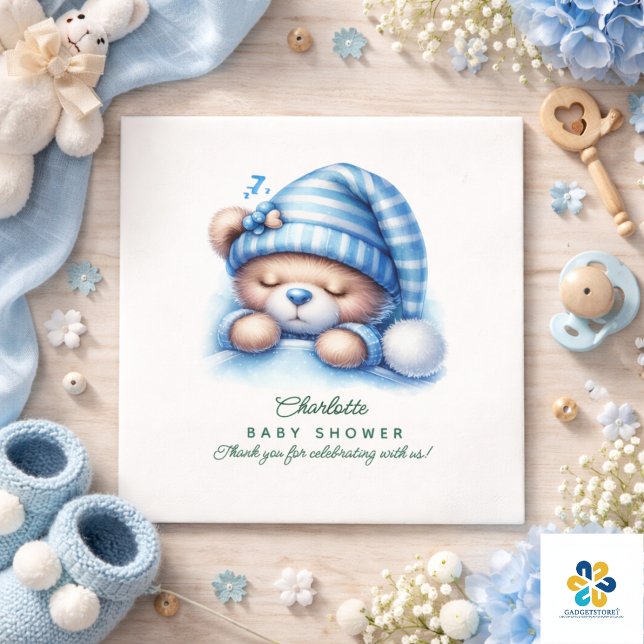 Guardanapo De Papel Chá de Bebê do Ursinho Teddy Fofo (Cute Teddy Bear Baby Shower Napkins)