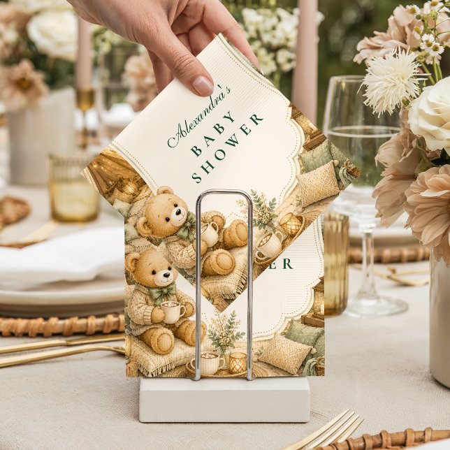 Guardanapo De Papel Chá de Bebê do Urso na Floresta Rústica (Criador carregado)