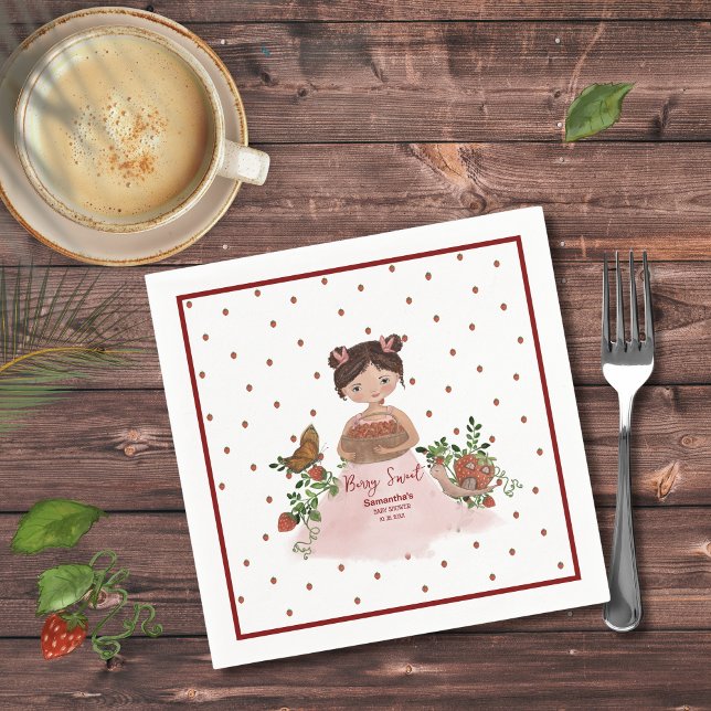 Guardanapo De Papel Chá de Bebê Doce de Frutas Personalizado (Personalized Berry Swee Baby Shower Napkins)