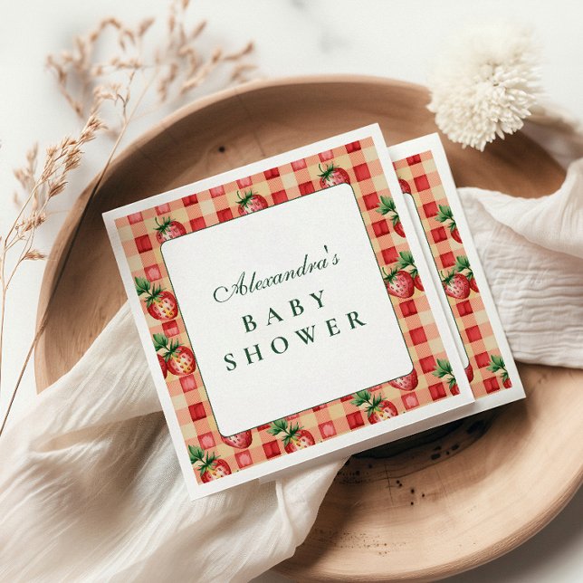 Guardanapo De Papel Chá de Bebê Doce Morango Picnic (Criador carregado)