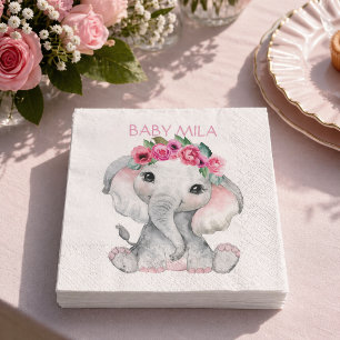 Guardanapo De Papel Chá de Bebê Elefante Rosa