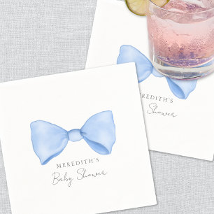 Guardanapo De Papel Chá de Bebê Elegante com Laço Azul