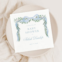 Chá de Bebê Elegante com Laço Azul e Verde para Me