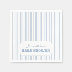 Guardanapo De Papel Chá de Bebê Elegante com Listras em Azul Pó