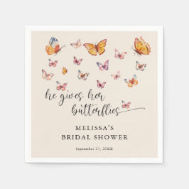 Guardanapo De Papel Chá de Bebê Elegante Ele Me Dá Borboletas