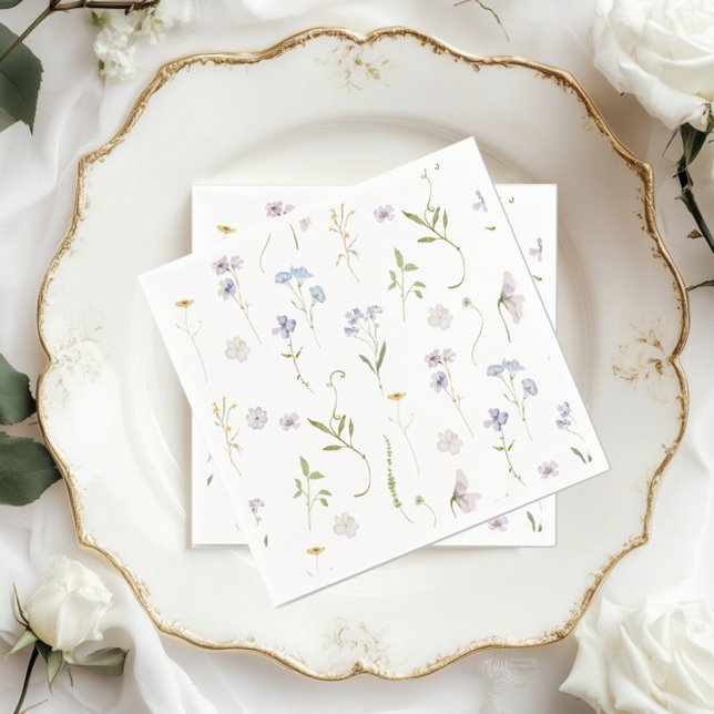 Guardanapo De Papel Chá de Bebê elegante Floral de Flor Azul (Criador carregado)