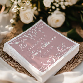 Guardanapo De Papel Chá de Bebê Elegante Floral Desenhada Rosa Empoeir