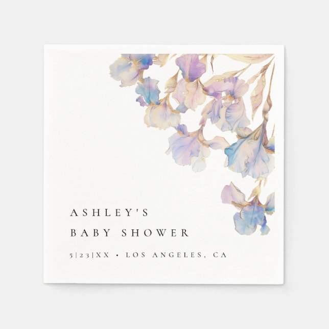 Guardanapo De Papel Chá de Bebê Elegante Íris (Frente)