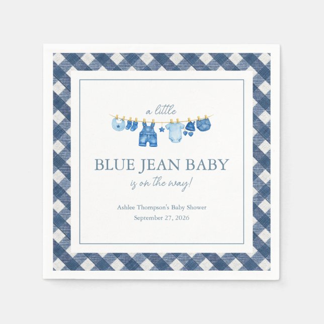 Guardanapo De Papel Chá de Bebê em Jeans Azul (Frente)