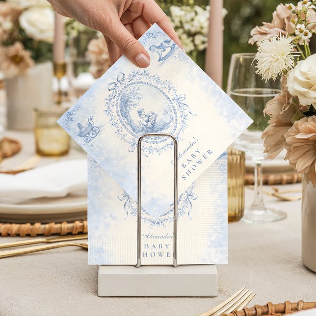 Guardanapo De Papel Chá de Bebê em Toile Azul Clássico (Criador carregado)