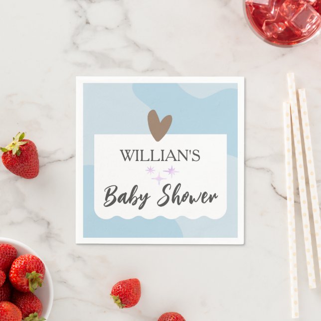 Guardanapo De Papel Chá de Bebê Estrela Pequena Azul Moderno (Insitu)