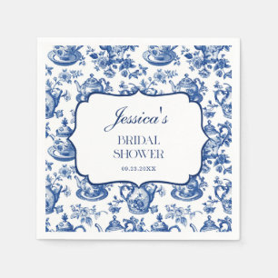 Guardanapo De Papel Chá de Bebê Festa do Chá Azul Branco Chinoiserie
