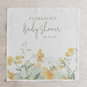 Guardanapo De Papel Chá de Bebê Floral Amarelo Elegante