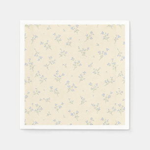 Guardanapo De Papel Chá de Bebê Floral Amarelo Pastel Azul Vintage