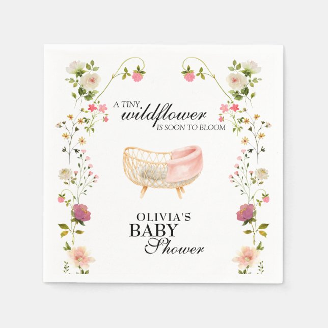 Guardanapo De Papel Chá de Bebê Floral Boho com Flores Silvestres Neut (Frente)