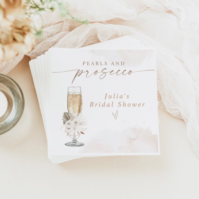 Guardanapo De Papel Chá de Bebê Floral Boho Pérolas & Prosecco da JULI (Criador carregado)