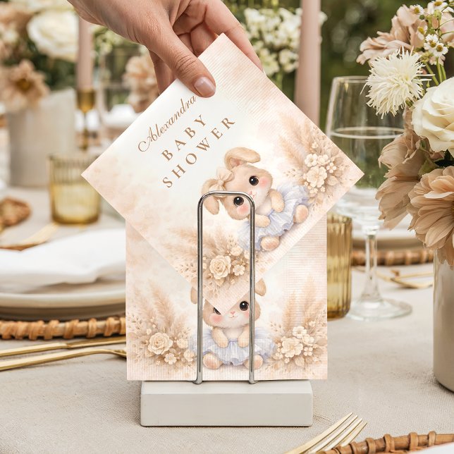 Guardanapo De Papel Chá de Bebê Floral Coelho Bege (Criador carregado)