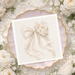 Guardanapo De Papel Chá de Bebê Floral com Laço Elegante